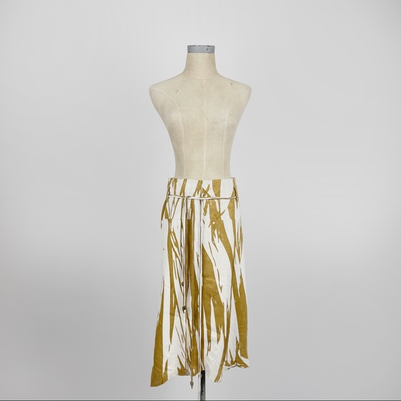 La Matta Italian Suede Tan Cream Asymmetrical Skirt - Picture 8 of 9